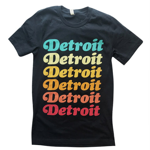 Six-Color Detroit Script T-Shirt