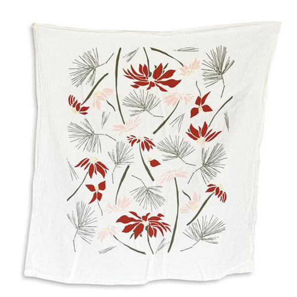 Poinsettia and Pine Towel