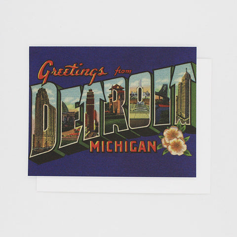Greetings From Detroit 1920's (Blue) Card - City Bird 