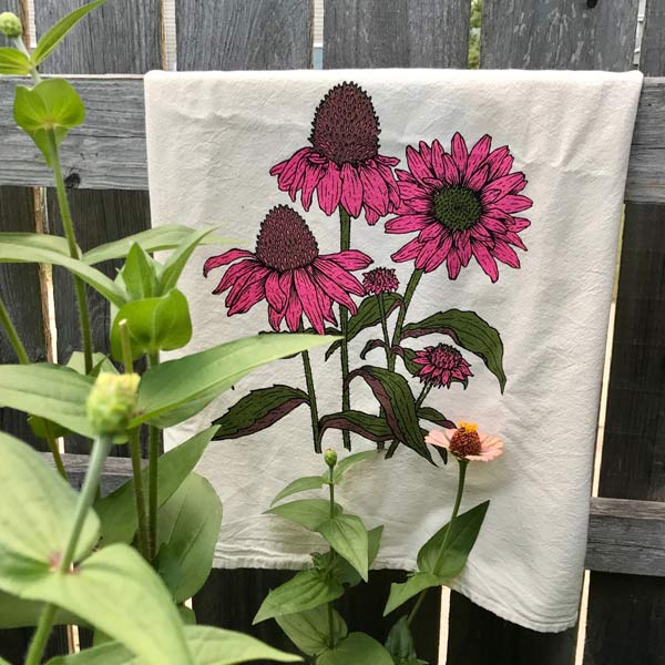 Echinacea Tea Towel