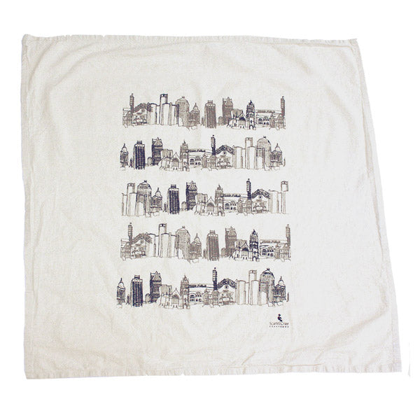 Detroit Landmarks Tea Towel: Black/Gray