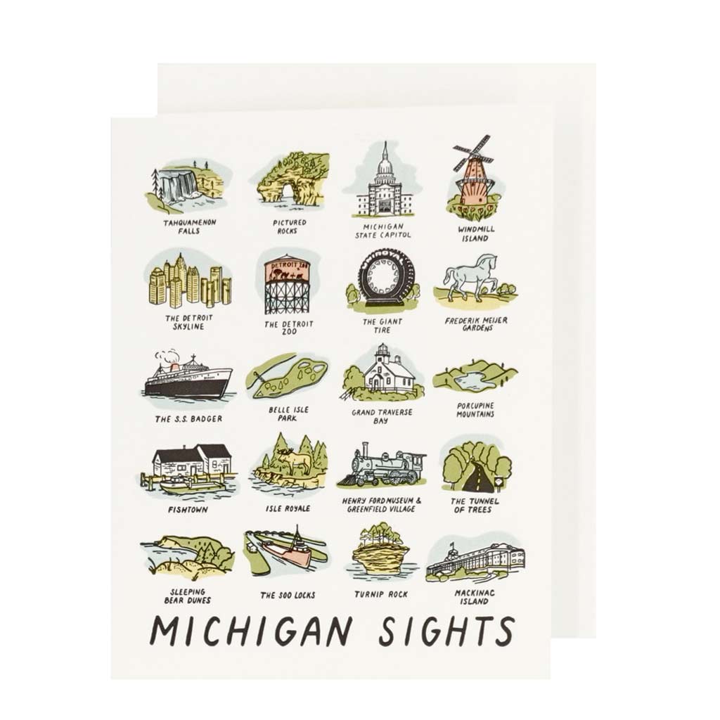 Michigan Sights Letterpress Card - City Bird 