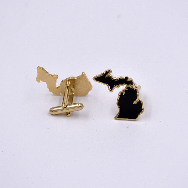 Michigan State Silhouette Cloisonne Cuff Links - City Bird 