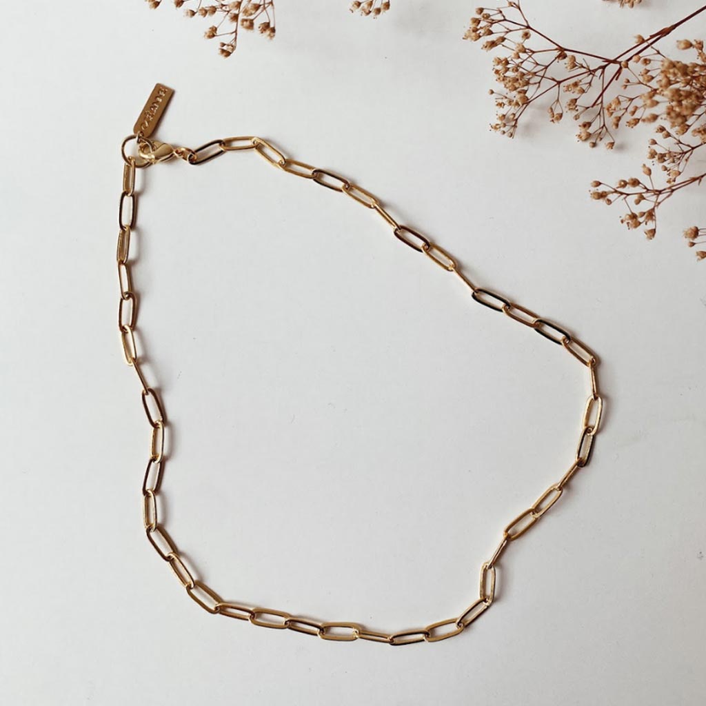 Paperclip Chain Necklace in Gold - Large Link - 18