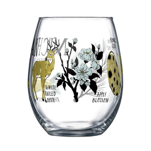 Michigan State Symbols Wine Glass