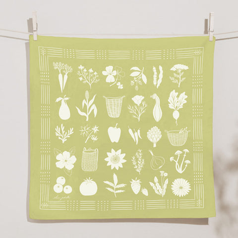 Forage Bandana - White on Celery