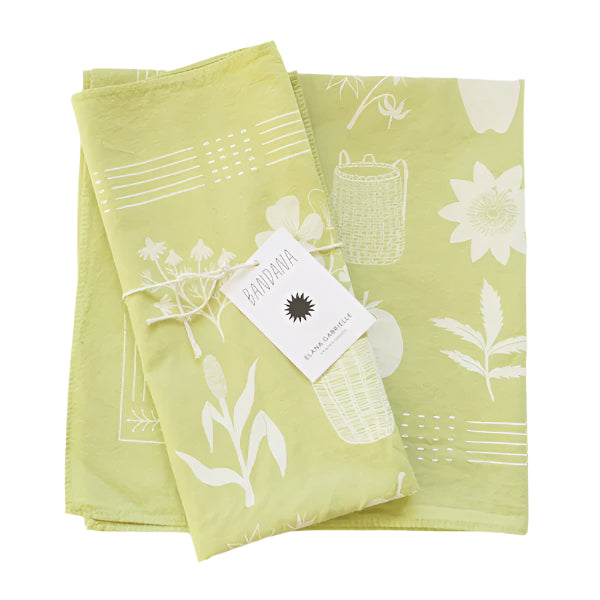 Forage Bandana - White on Celery