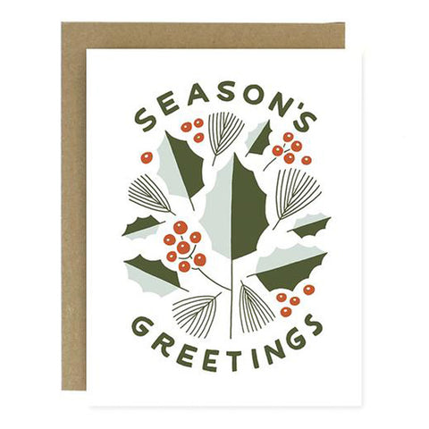Season's Greetings Holly Card