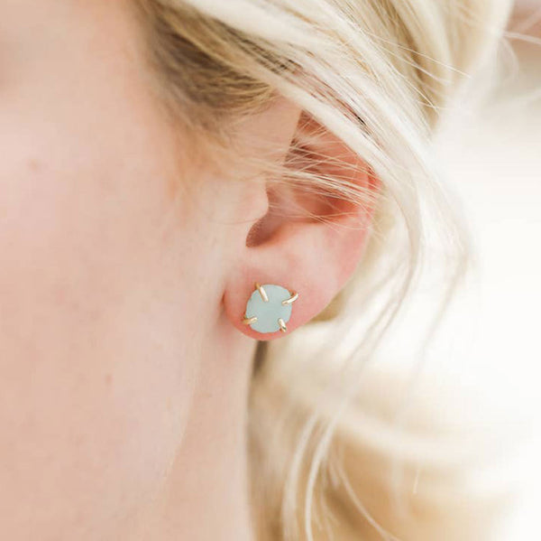 Amazonite Gemstone Prong Earrings