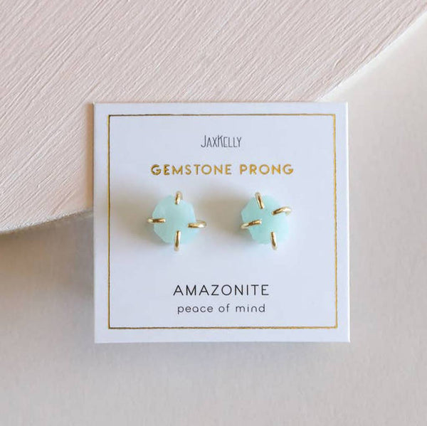 Amazonite Gemstone Prong Earrings