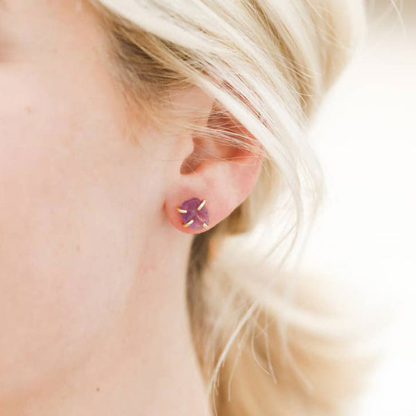 Amethyst Gemstone Prong Earrings