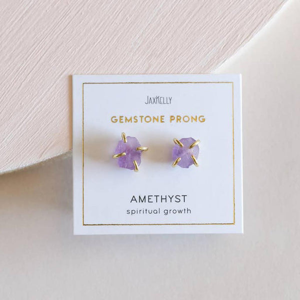 Amethyst Gemstone Prong Earrings