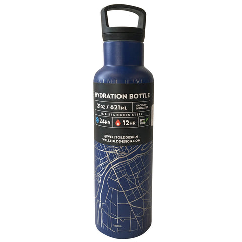 Detroit Map Insulated Hydration Bottle - Midnight Blue