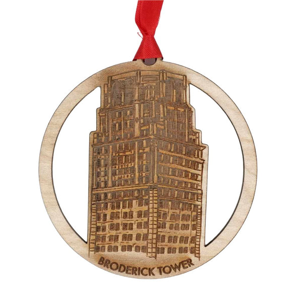 Wood Detroit Building Ornament - City Bird 