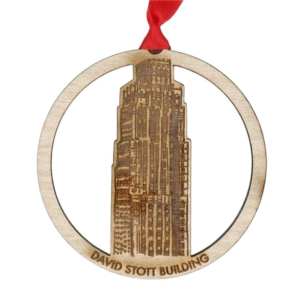 Wood Detroit Building Ornament - City Bird 