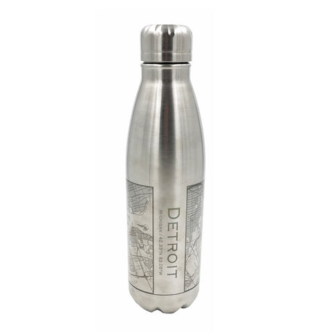 Detroit City Map Insulated Bottle - City Bird 