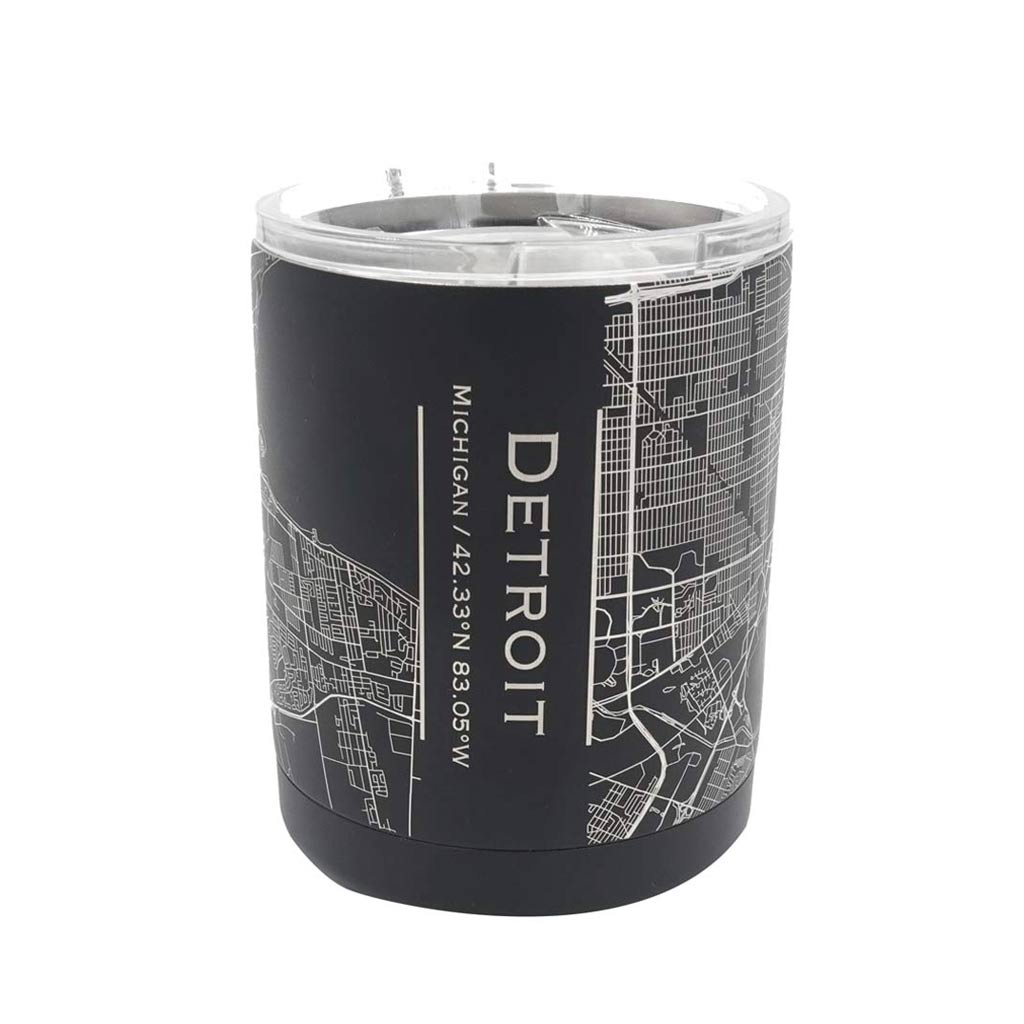 Detroit City Map Insulated Cup - Matte Black