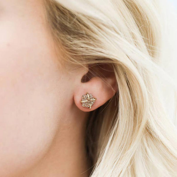 Rose Gold - Druzy Prong Earrings