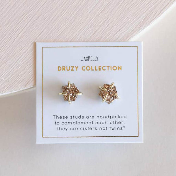 Rose Gold - Druzy Prong Earrings