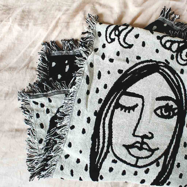 Friends B&W Reversible Throw - City Bird 
