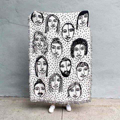 Friends B&W Reversible Throw - City Bird 