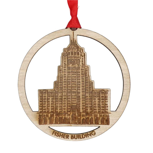 Wood Detroit Building Ornament - City Bird 