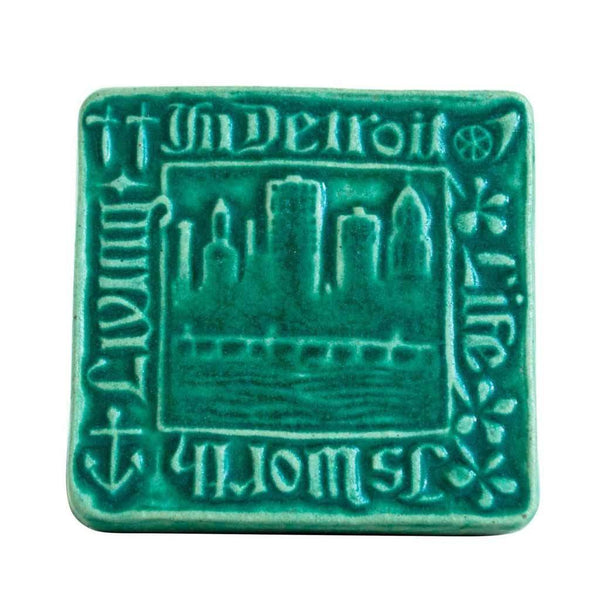 Old Detroit Pewabic Tile, 4"x4" - City Bird 