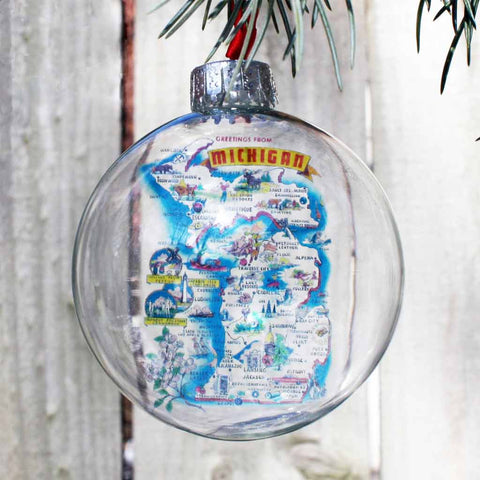 Greetings From Michigan #2 Holiday Ornament - City Bird 