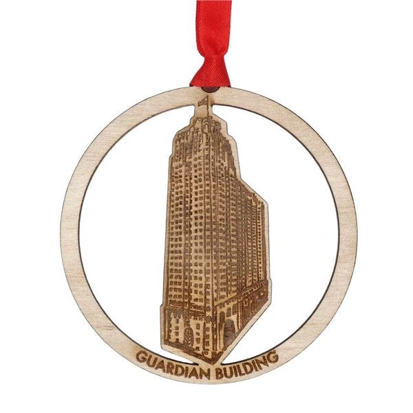 Wood Detroit Building Ornament - City Bird 