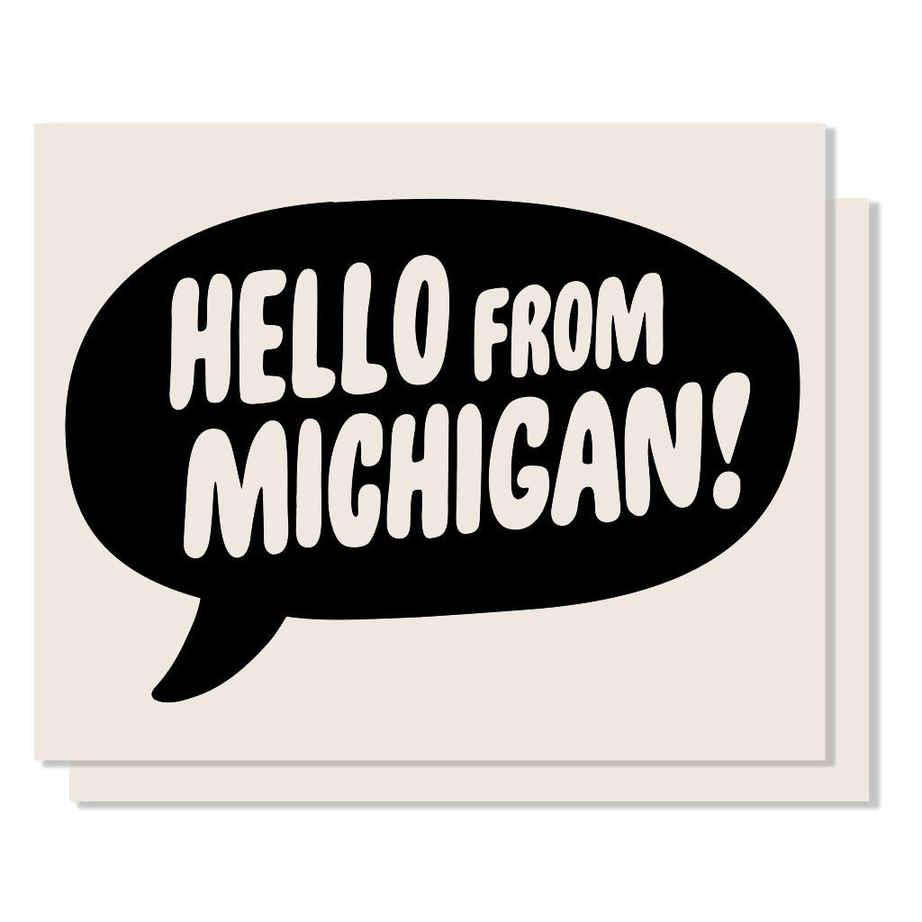 Hello From Michigan Letterpress Card