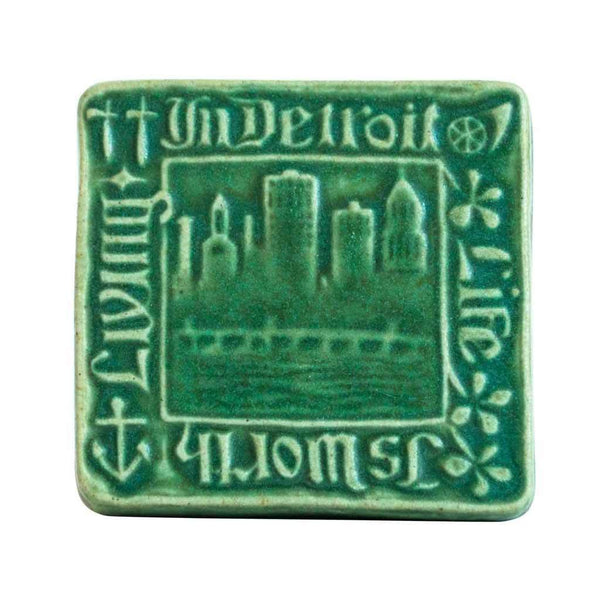 Old Detroit Pewabic Tile, 4"x4" - City Bird 
