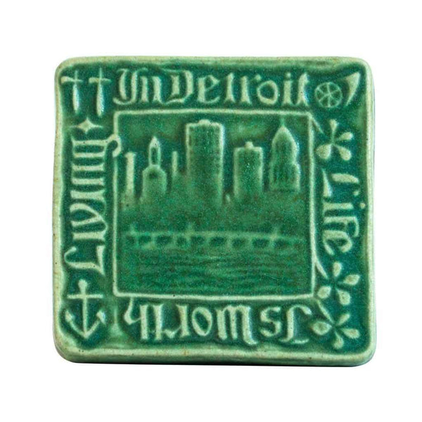 Old Detroit Pewabic Tile, 4"x4" - City Bird 