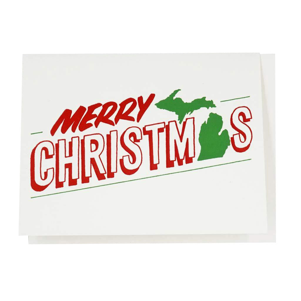 Michigan Merry Christmas Letterpress Card