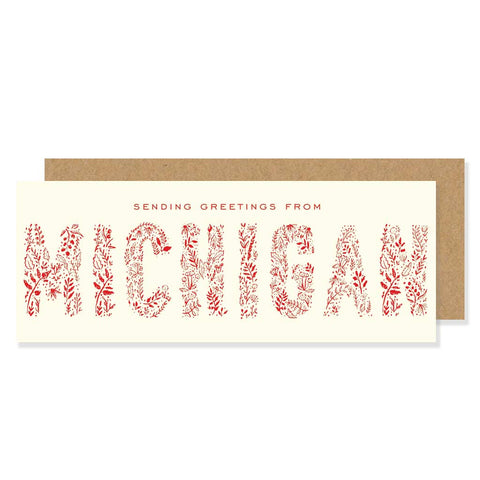 Sending Greetings From Michigan Letterpress Card