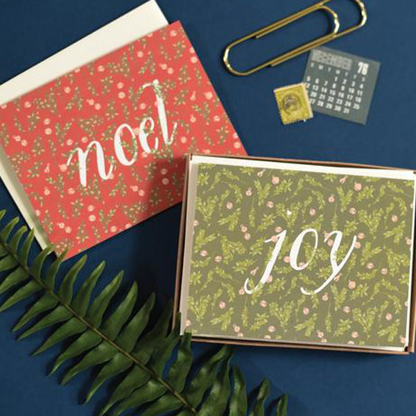 Boxwood and Bells Cards - Boxed Set of 8 (Joy and Noel)