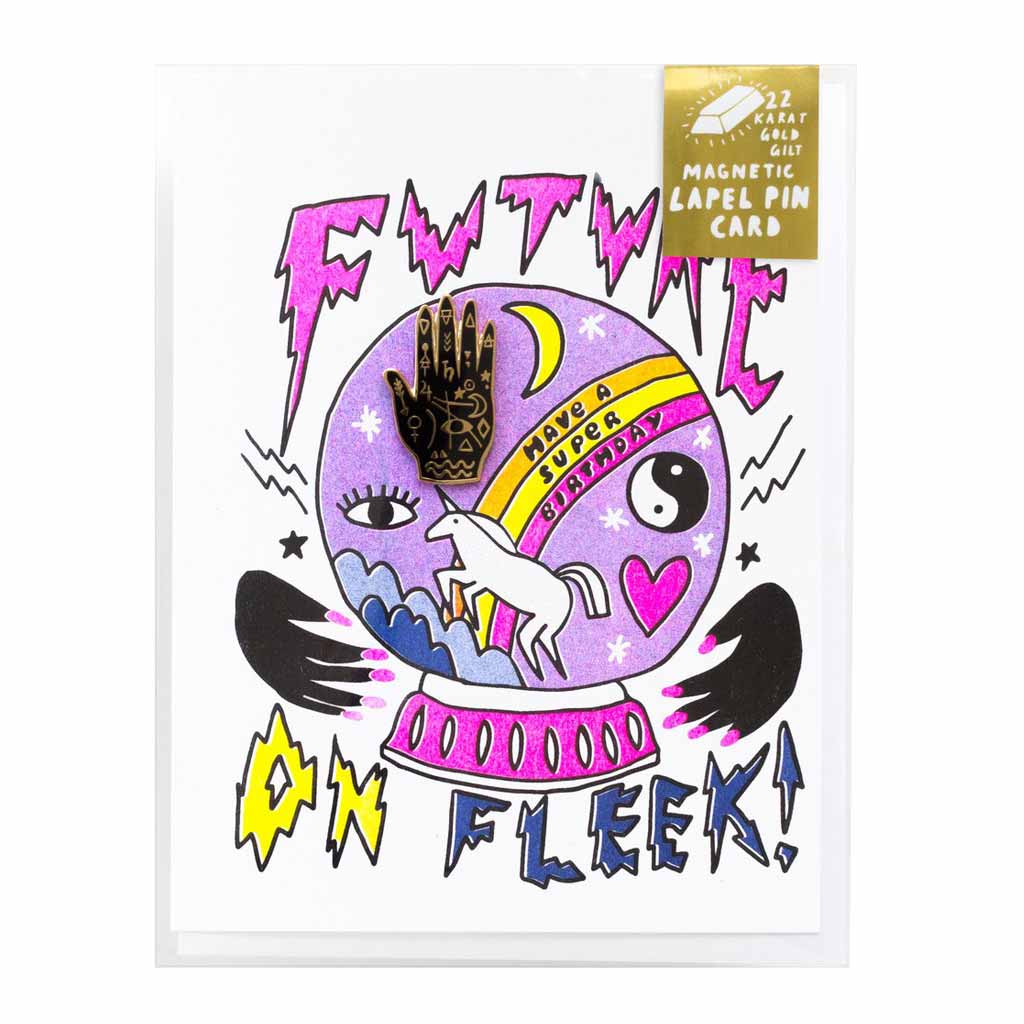Future On Fleek Risograph Card w/ Mystic Hand Magnetic Lapel Pin - City Bird 