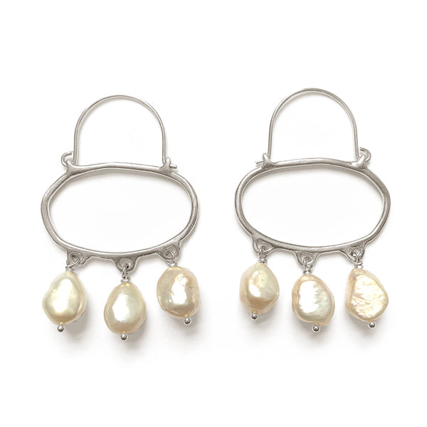 Penelope Hoop Earrings with White Pearls