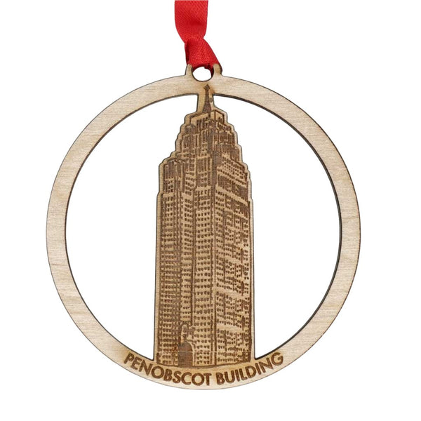 Wood Detroit Building Ornament - City Bird 