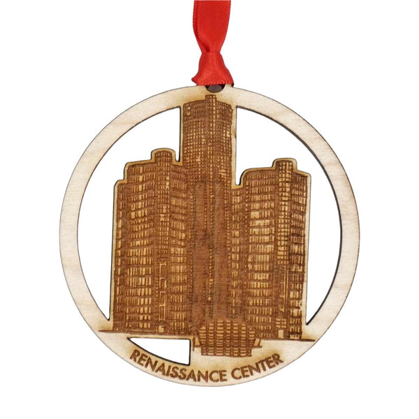 Wood Detroit Building Ornament - City Bird 