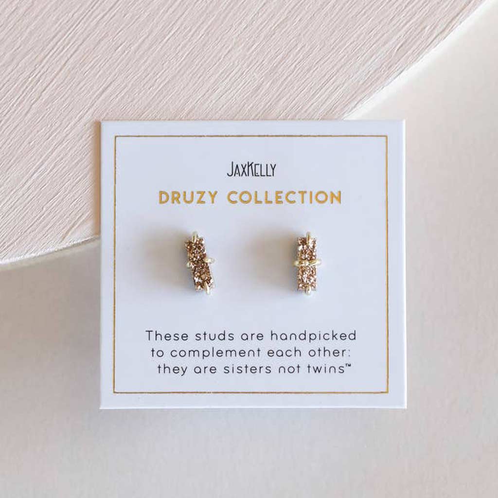 Rose Gold Druzy Bar Earrings
