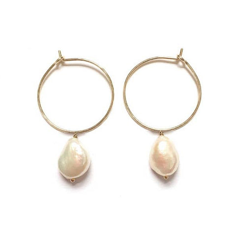 Round Hammered Hoops Baroque Pearls