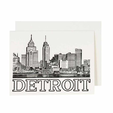 Detroit Historic Skyline Letterpress Card - City Bird 