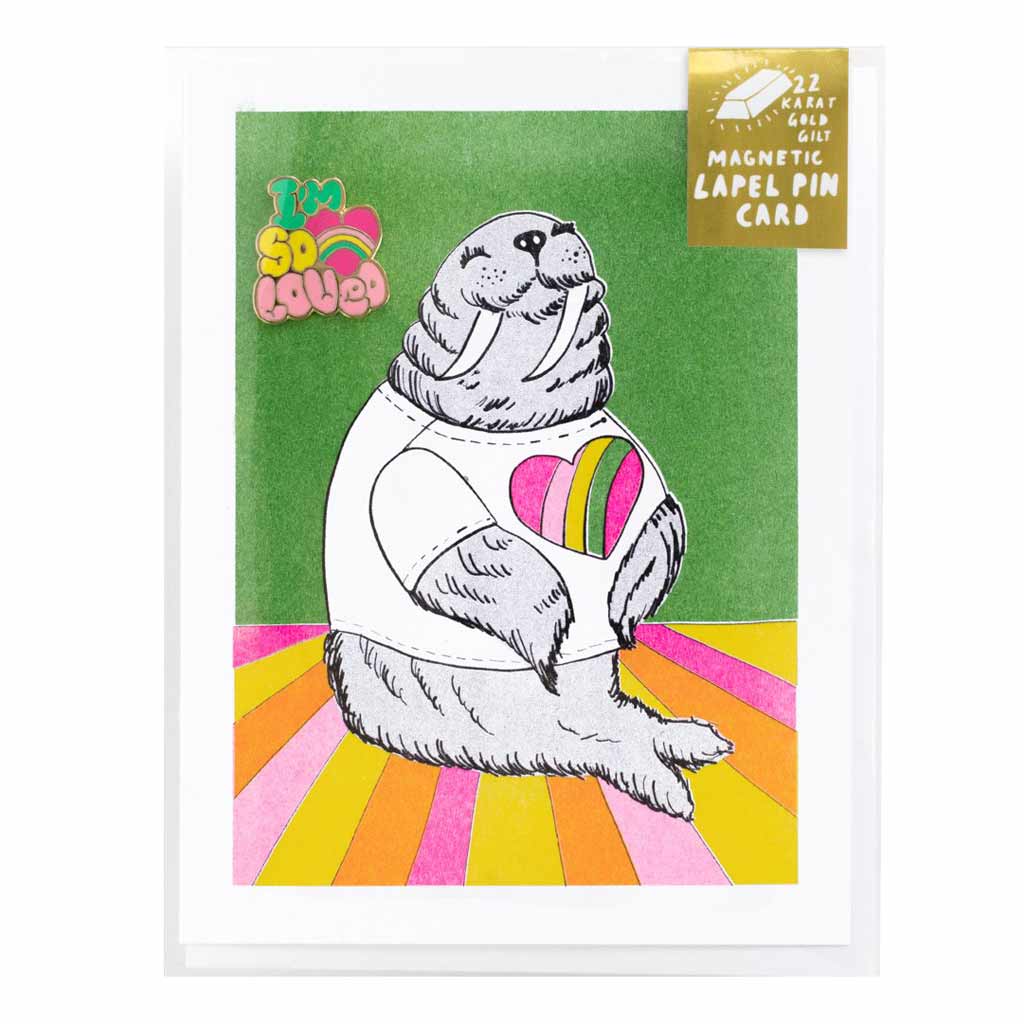Walrus Card w/ I'm So Loved Lapel Pin - City Bird 