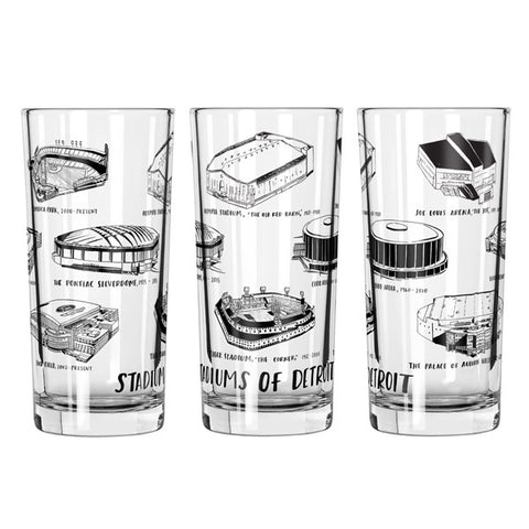 Stadiums of Detroit 12oz Glass