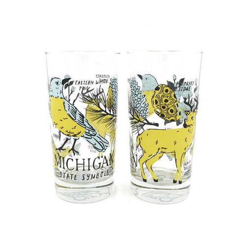 Michigan State Symbols Glass - City Bird 