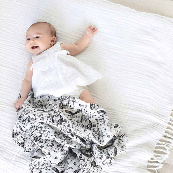 Organic Muslin Swaddle - Forest - City Bird 