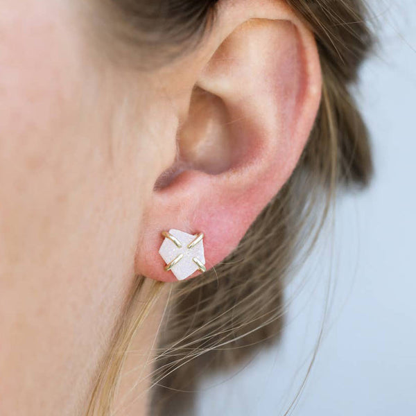 White - Druzy Prong Earrings