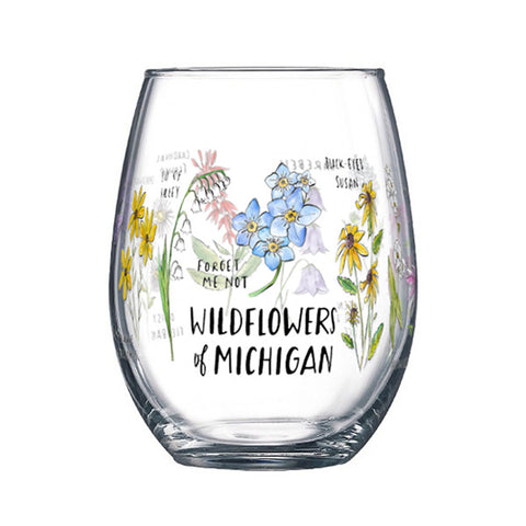 Michigan Wildflowers Wine Glass