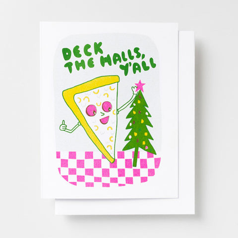 Deck the Halls Pizza - Riso Card - City Bird 